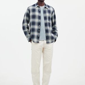 Madewell Blue Plaid Easy Long-Sleeve Cotton Dobby Button-Up Shirt